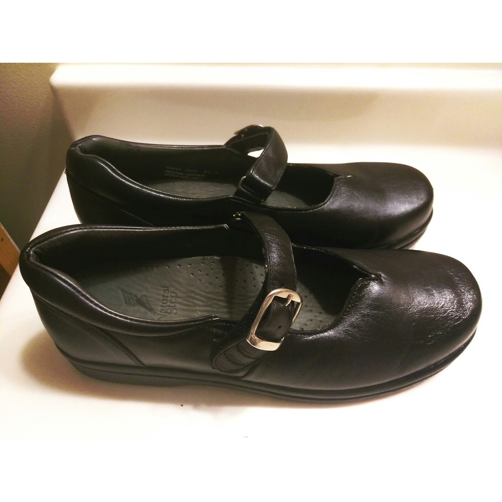 NATURAL STEP WOMEN'S BLACK LEATHER MARY JANE STRAP COMFORT WALKING SHOES SZ 8.5N
